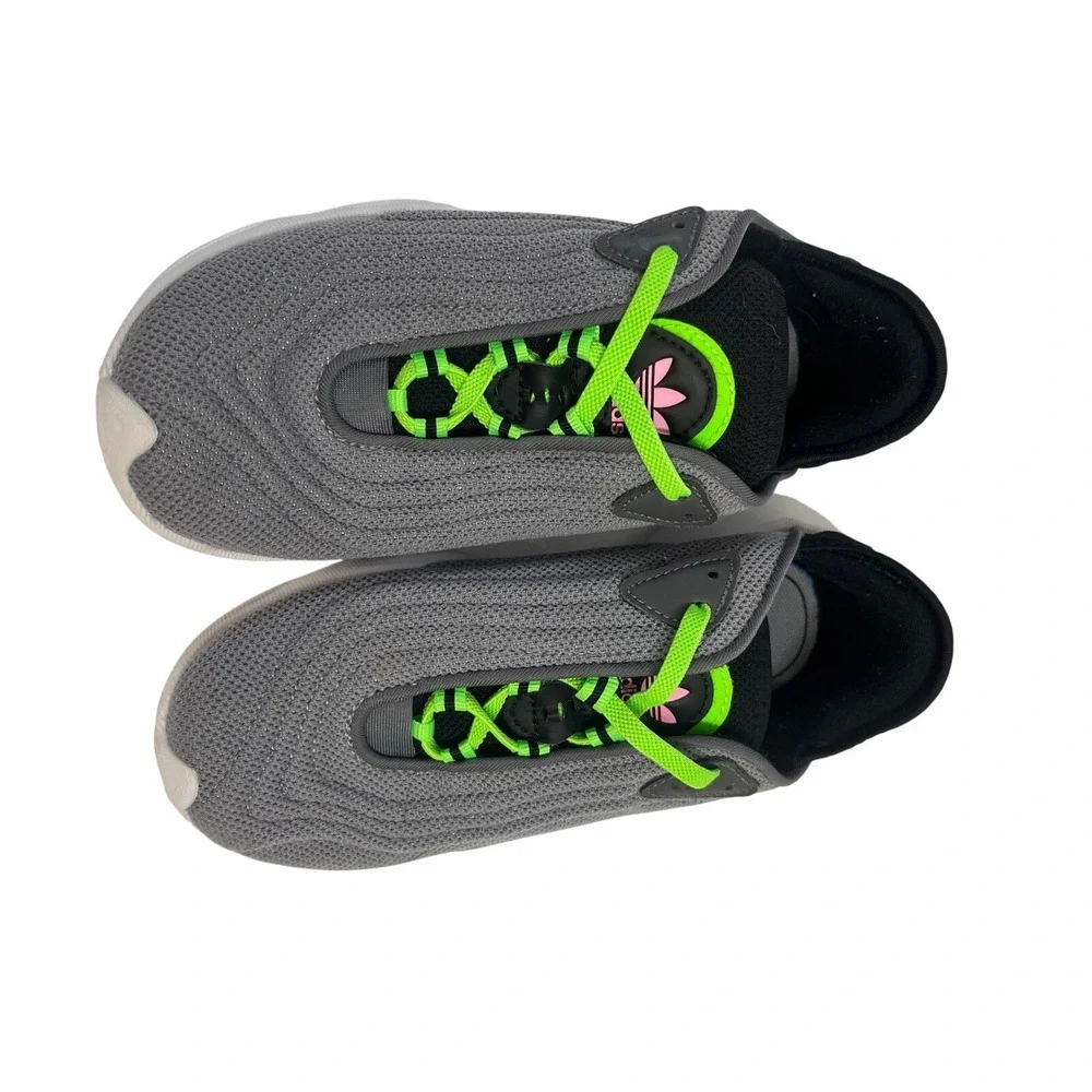 Adidas Ozelia Kids Shoes Size 2 Grey Black Lime Green‎ Sneakers FZ6074